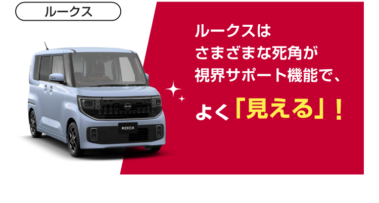 ルークスはさまざまな死角が視界サポート機能で、よく「見える」！｜ルークス
