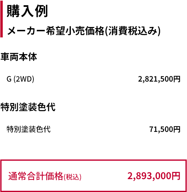 購入例｜メーカー希望小売価格（消費税込み）
