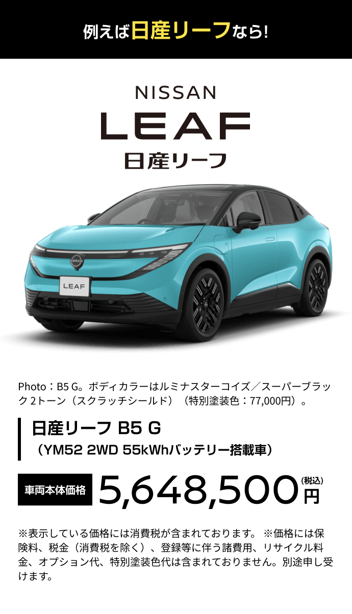 例えば日産リーフなら!