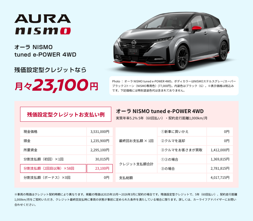 オーラ NISMO tuned e-POWER 4WD