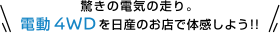 驚きの電気の走り。電動 4WDを日産のお店で体感しよう!!