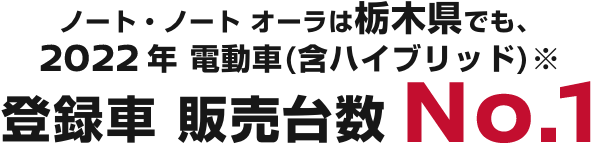 ノート・ノート オーラは栃木県でも2022年 電動車(含ハイブリッド)登録車 販売台数No.1