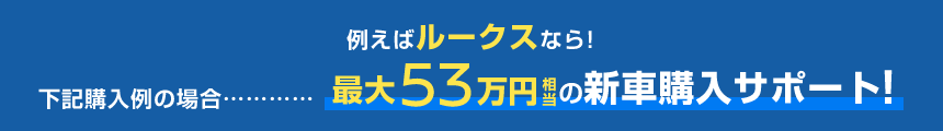 例えばルークスなら!下記購入例の場合……最大53万円相当の新車購入サポート!