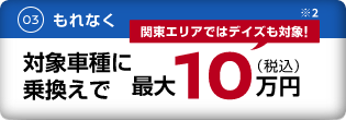 対象車種に乗換えで最大10万円（税込）
