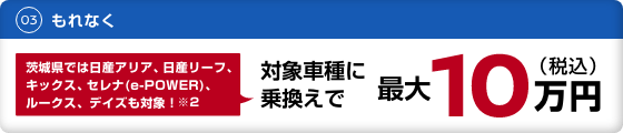 対象車種に乗換えで最大10万円（税込）