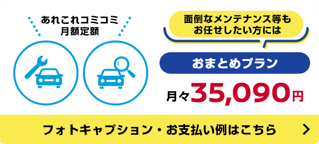 面倒なメンテナンス等もお任せしたい方にはおまとめプラン 月々35,090円 フォトキャプション・お支払い例はこちら