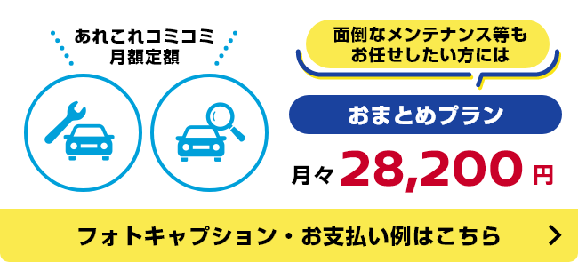 面倒なメンテナンス等もお任せしたい方にはおまとめプラン 月々28,200円 フォトキャプション・お支払い例はこちら