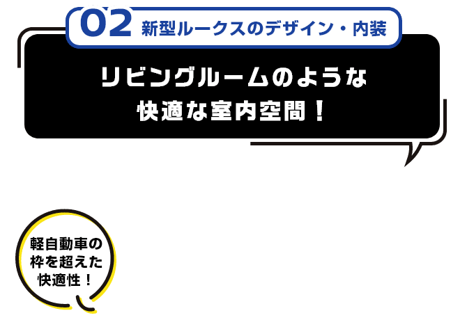 02 新型ルークスのデザイン・内装 リビングルームのような快適な室内空間！