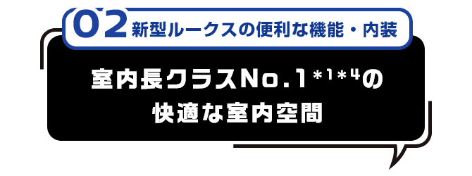 02 新型ルークスの便利な機能・内装 室内長クラスNo.1＊1＊4の快適な室内空間
