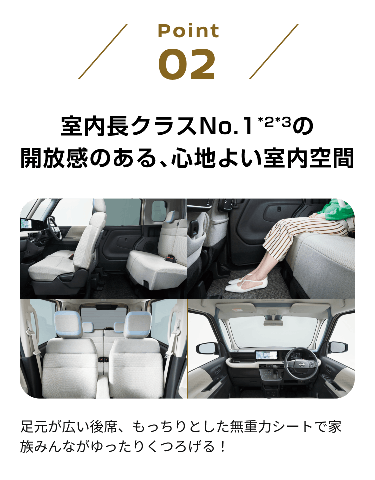 point02 室内長クラスNo.1*2*3の開放感のある、心地よい室内空間