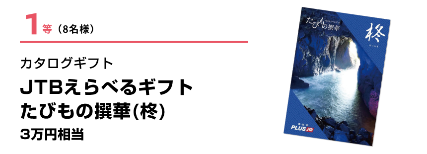 1等(8名様) カタログギフト JTBえらべるギフトたびもの撰華(柊) 3万円相当