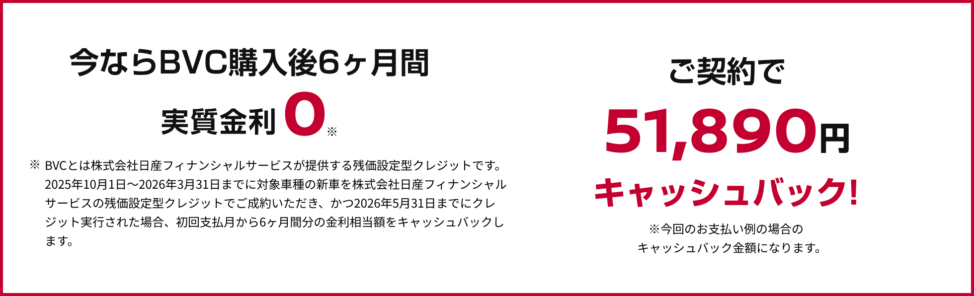 今ならBVC購入後6ヶ月間実質金利０