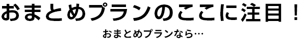 おまとめプランのここに注目！おまとめプランなら…