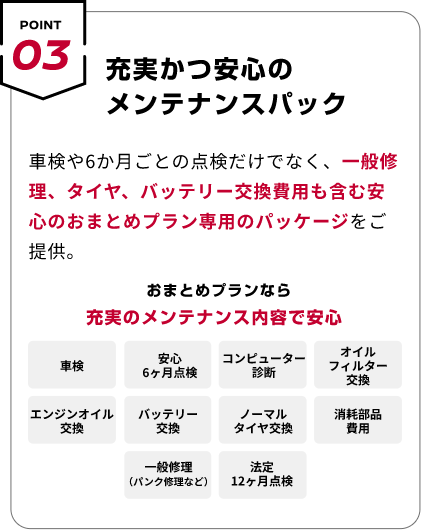 POINT03 充実かつ安心のメンテナンスパック