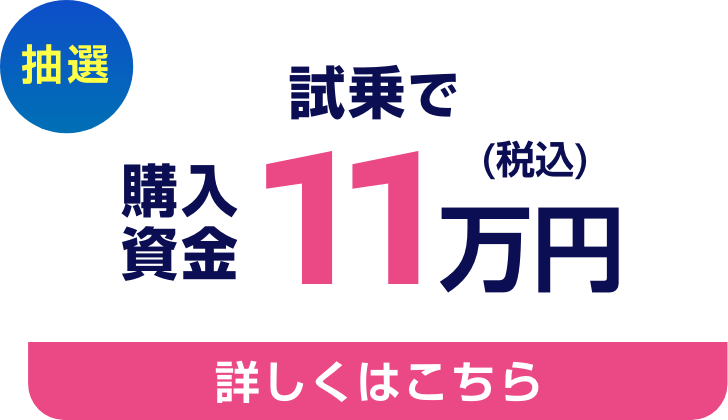 抽選 試乗で 購入資金11万円（税込） 詳しくはこちら