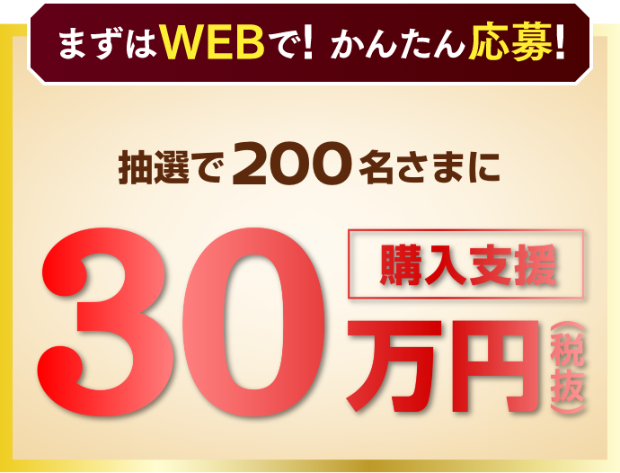 抽選で200名さまに購入支援30万円(税抜)