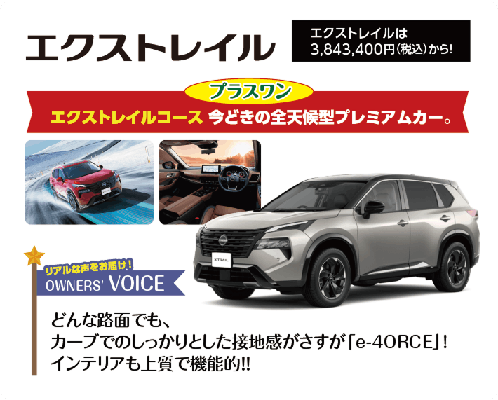 プラスワン エクストレイルコース 今どきの全天候型プレミアムカー。