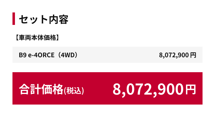 合計価格（税込）8,072,900円
