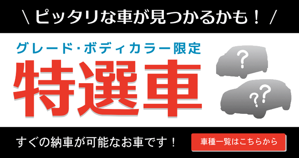 グレード・ボディカラー限定 特選車 ピッタリな車が見つかるかも！すぐの納車が可能なお車です！車種一覧はこちらから