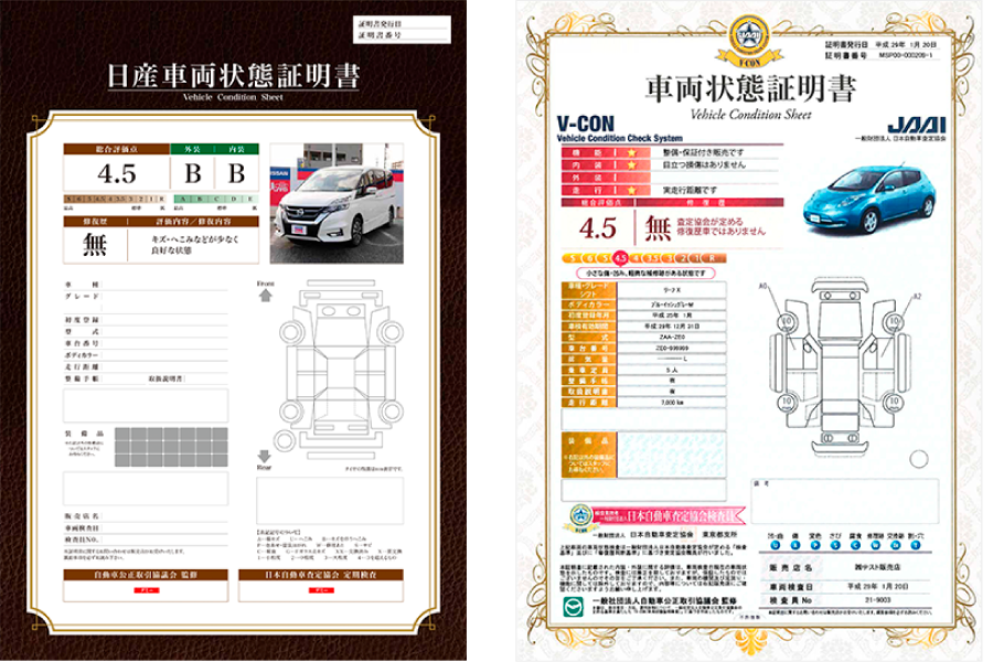 車両状態証明書