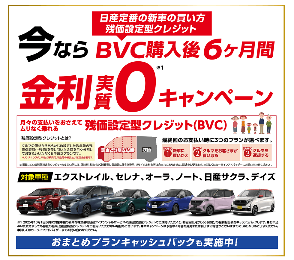 今ならBVC購入後6ヶ月間 金利実質0キャンペーン