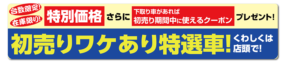 初売りワケあり特選車！くわしくは店頭で！
