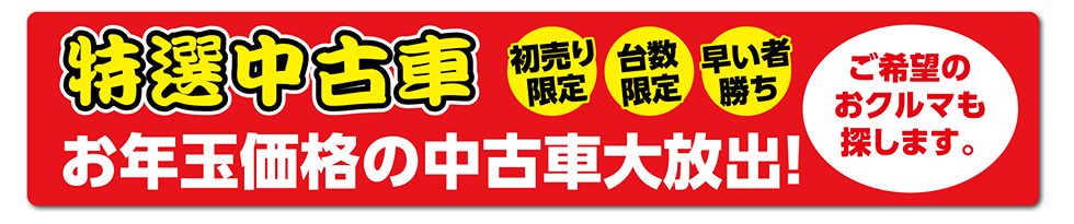 特選中古車 お年玉価格の中古車大放出！