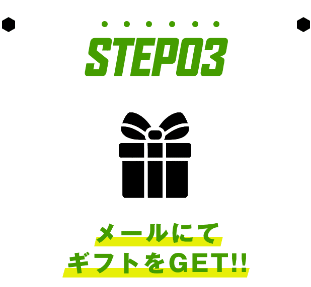 STEP03｜メールにてギフトをGET!!