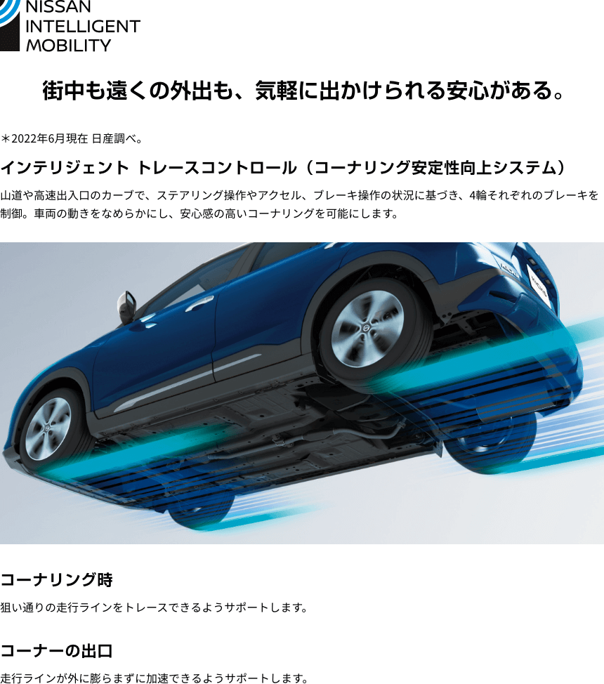 街中も遠くの外出も、気軽に出かけられる安心がある。