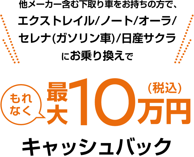 もれなく最大10万円(税込)キャッシュバック