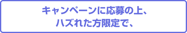 キャンペーンに応募の上、ハズれた方限定で、