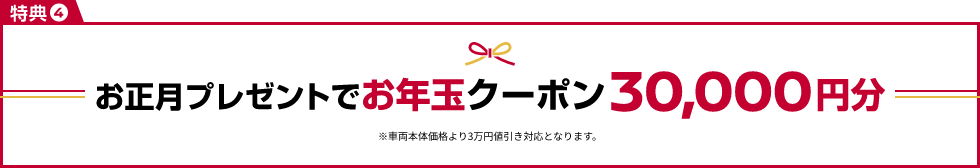 お正月プレゼントでお年玉クーポン30,000円分