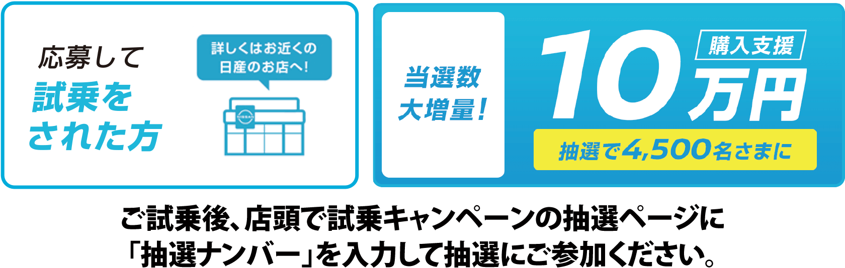 試乗されたかたはさらに抽選で10万円購入支援