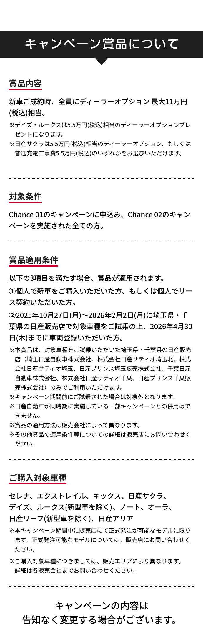 キャンペーン賞品について