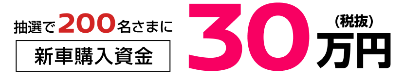 抽選で200名さまに新車購入資金30万円(税抜)