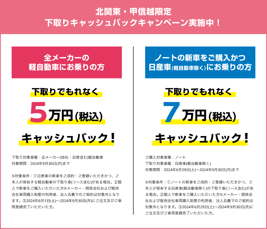 北関東・甲信越限定下取りキャッシュバックキャンペーン実施中！