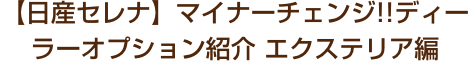 【日産セレナ】マイナーチェンジ!!ディーラーオプション紹介 エクステリア編