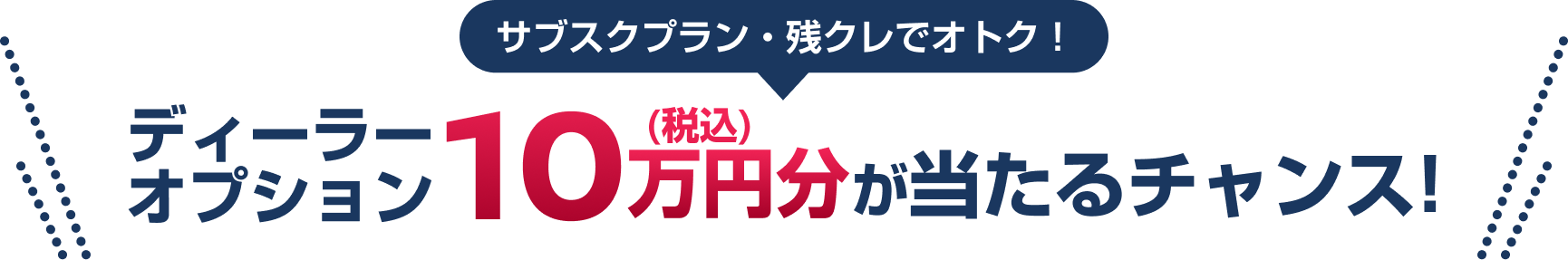 サブスクプラン・残クレでオトク!ディーラーオプション10万円分(税込)が当たるチャンス！