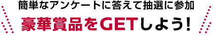 簡単なアンケートに答えて抽選に参加 豪華賞品をGETしよう!