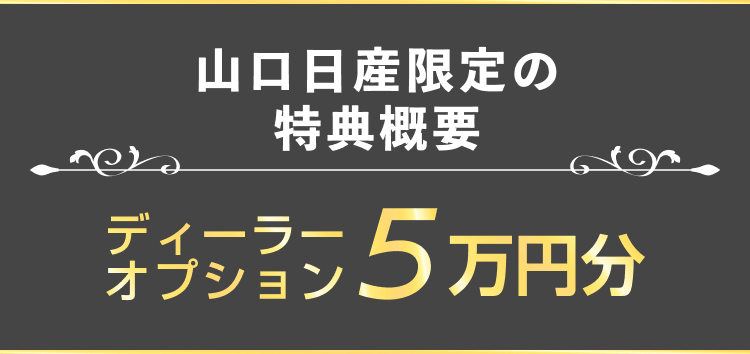 山口日産限定の特典概要 ディーラーオプション5万円分