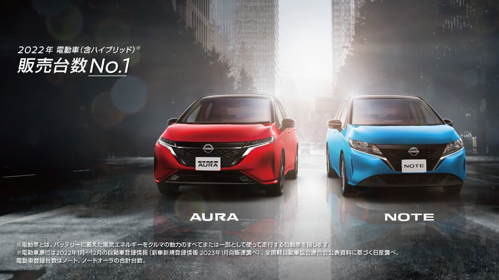 2022年 電動車(含ハイブリッド)販売台数No.1 オーラ ノート