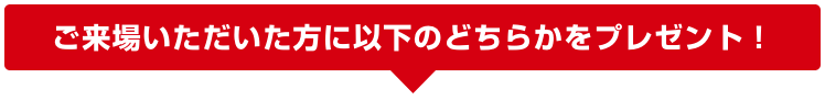 ご来場いただいた方に以下のどちらかをプレゼント！