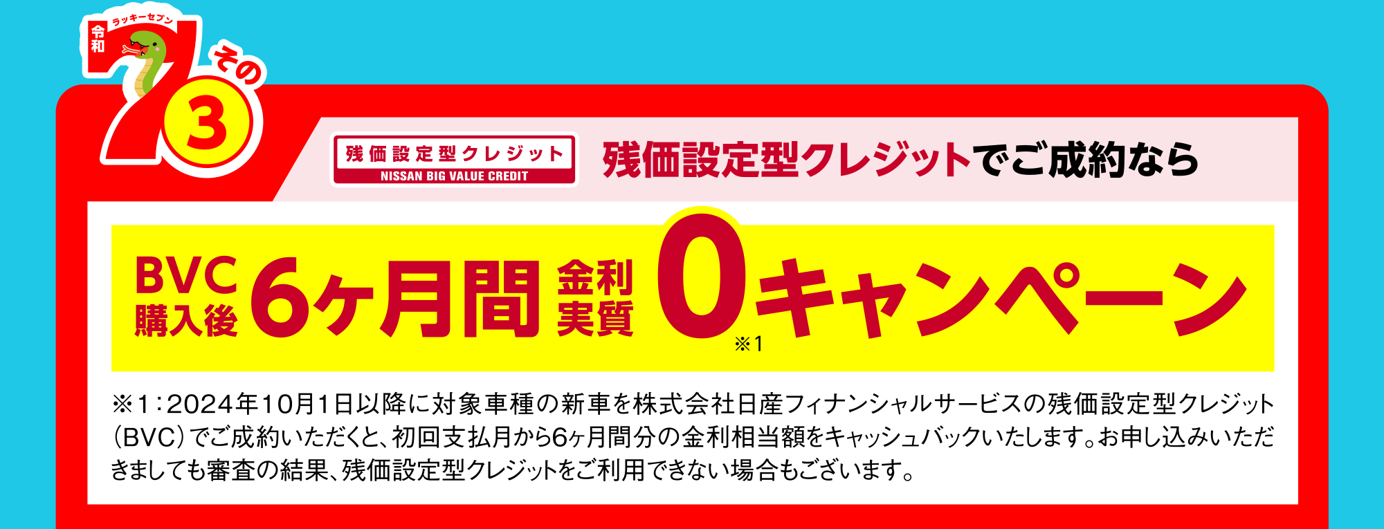 BVC購入後6ヶ月間金利実質0キャンペーン