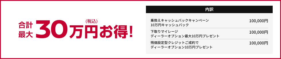 合計最大30万円お得!!