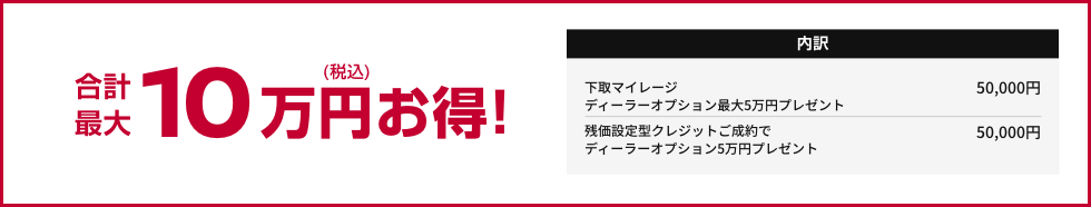 合計最大10万円お得!!