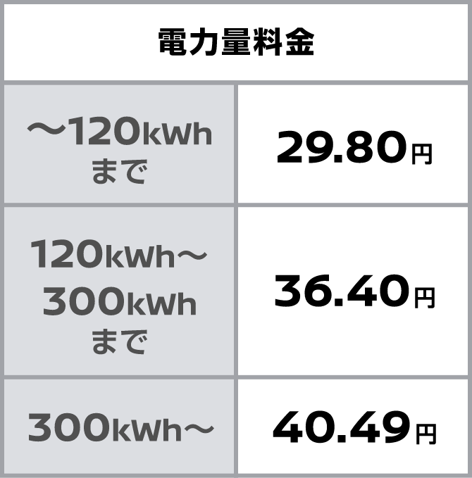 ※電力量料金はどのプランでも同じ価格です。