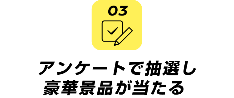 アンケートで抽選し豪華景品が当たる