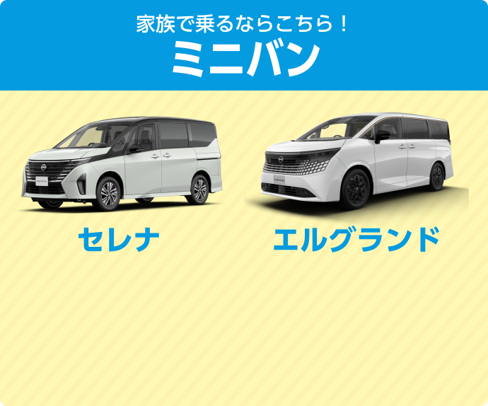 家族で乗るならこちら！ミニバン セレナ エルグランド