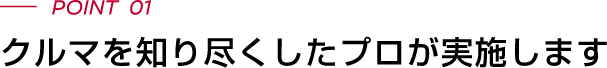 POINT 01 クルマを知り尽くしたプロが実施します