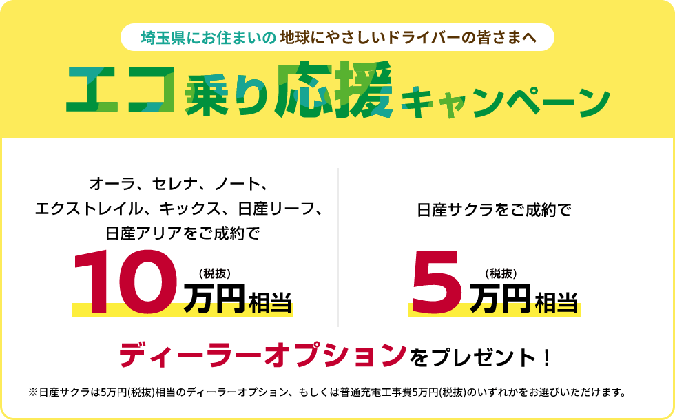 埼玉県にお住まいの地球にやさしいドライバーの皆さまへ